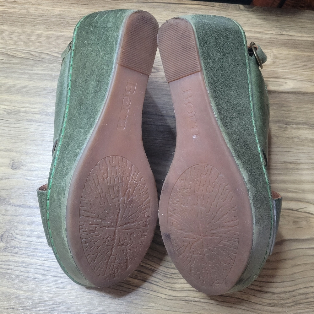 Born green platform wedge slingback sandals women's size 10 - Picture 5 of 6